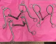 $135 3pc Sliding Gag Bit LOT Twisted Snaffle Wire Chain Cutting Reining Barrel