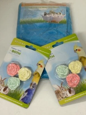 Rabbit guinea pig rat ferret towel grooming sack w 6 fruit gnaw chew minerals B