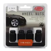 SAAS Wheel Nuts Acorn Taper 7/16 Black 35mm 5Pk 235205BC