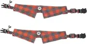 2Pcs Adjustable Cat Collar with Bell Cute Plaid Design for Pet Comfortable and Durable Cloth Material for Kittens and Cats Checkered Pattern