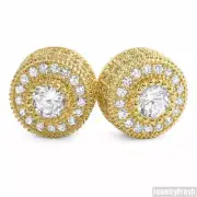 Gold Tone Fancy Cluster Cubic Zirconia Stud Earrings