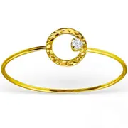 14K Gold Plated Silver Round Bangle Bracelet
