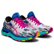 ASICS Women's Gel-Nimbus 24 Running Shoes, 7 US White/Pink GLO