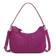 Vera Bradley Cotton Frannie Crescent Crossbody Purse Dark Raspberry
