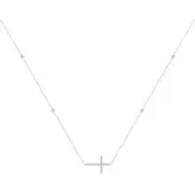 Diamond Sideways Cross Station Necklace