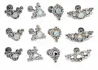 Cluster Opal Crystal Gem Helix Tragus Cartilage Bar Stud Earring Labret Piercing