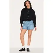 Black Compact Knit Button Through Cardigan, Black