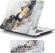MonsDirect Case Compatible with MacBook Pro 14 inch 2024-2021 M4 A3112 A3401 A3185 M3 A2918 A2992 M2 A2779 M1 A2442 Pro/Max & Touch ID, Protective Plastic Hard Shell Cover & Keyboard Cover, Black Gold