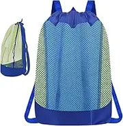 Beach Backpack | Drawstring Beach Organizer Bags,Multi-Functional Organizer Mesh Backpack For Sand Box Towels Swimsuits Snacks
