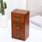 Mini Desktop Drawer Retro Design Case Rustic Wooden for Makeup Grocery Craft