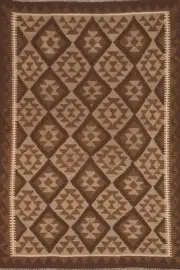 Southwestern 5x7 Kilim Area Rug Hand-woven Wool Brown Carpet