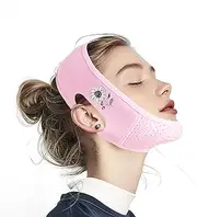 Chin Strap for Sleeping, V Line Lifting Mask, Reusable Face Strap, Jaw Exerciser (Pink-16)