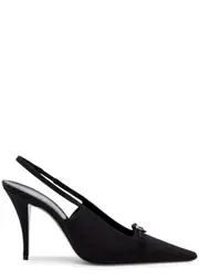 Saint Laurent Aston 95 Bow-embellished Slingback Pumps - Black 38 (IT38 / UK5)