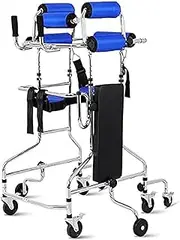 Walking Aid for Seniors, 8-Wheel Design, Foldable Stand Up Walker with Padded Armrests,Tall Standing Rollator, for The Elderly, Disabled, Stroke, Hemiplegia, The Postoperative(Blue)