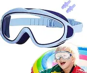 Kids Swim Goggles,Surfing Goggles with Waterproof Earplugs - Anti-Fog UV Protection Swimming Eyewear, Leakproof Water Sports Glasses For Age 2-16