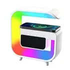 Table Lamp With 15W Wireless Charger Alarm Clock 13 Colorful Lights Bluetoot