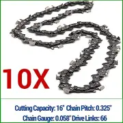10X CHAINSAW CHAINS 325" 058 66DL 16" BAR FOR HUSQVARNA 55 350 359 445 450 455