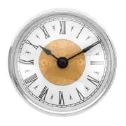 3.1" 80mm Quartz Roman Clock Insert, Fit 75mm/3", Silver/Gold, Style 15