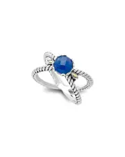Samuel B. 18K & Silver 1.10 ct. tw. Blue Sapphire X Ring