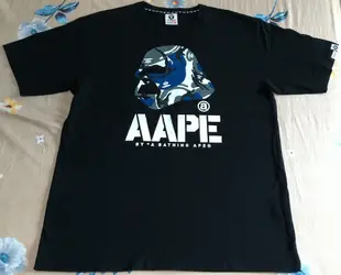 AAPE 迷彩 黑 短袖 圓領 T恤 XL號 二手 運動 短袖 上衣 休閒  A BATHING APE 猿人頭