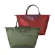 LONGCHAMP LE PLIAGE GREEN刺繡LOGO再生尼龍摺疊款短把拉鍊手提包(中/兩色)