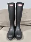 New With Box Hunter Womens Black Matte Rubber Rain Boots Original Adjust Tall 7