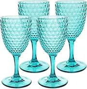 BELLAFORTE - Shatterproof Tritan Blue Wine Glasses, Set of 4, 360ml - Laguna Beach Dishwasher Safe Plastic Drinking Glasses - Unbreakable Glassware for Indoor and Outdoor Use, BPA Free