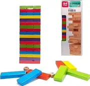Cawtiuly 54pcs Wooden Blocks Stacking Tumbling Tower Game, Colorful Tower Building Blocks for Kids Adults Family, Classic Block Stacking Board Games for Indoor Outdoor Party Night Toy Games (Colorful)