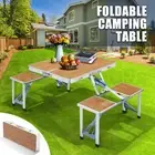 Folding Camping Table Set Outdoor Dining Beach Picnic Chairs Bench Party