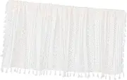 HEATSHAKING Lace Crochet Short Sheer Curtain Valance Tassels Rustic Kitchen Window Treatment Farmhouse Style Hollow Design for Cafe and Home Decor