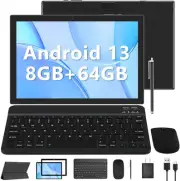 2024 Upgraded Android 13.0 Tablet, 10 Inch 2 in 1 Tablets, 8GB 8GB+64GB Black