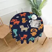 Cartoon Tablecloth Round Table Cloth 60 Inch Waterproof Party Table Covers for Picnic Kitchen Outdoor