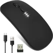 Wireless Bluetooth Mouse, Rechargeable Computer Mouse,, 3-Speed DPI Adjustment