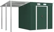 Garden Storage Shed, Outdoor Storage Shed Tool Store Cabinet Garden Shed with Extended Roof Green 346x193x181 cm Steel