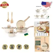 Granite Nonstick 10-Piece Cookware Set with Bakelite Handles - Dishwasher Safe