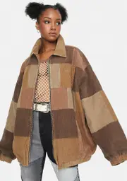 [BDG] Patchwork Cord Harrington Jacket