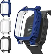Leonids Protective Cases for Garmin Venu Sq/Sq Music, Venu Sq 2/Sq 2 Music, 3 Pack Soft TPU Screen Protector Cover All-Around Protective Screen Cases for Gamin Venu Sq (Midnight Blue+Black+Silver)