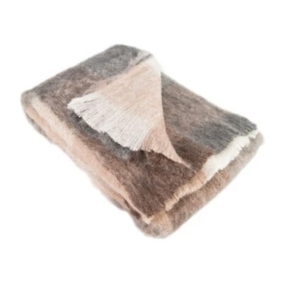 Australian Alpaca Connection Throw Brushed Grey/Rose Check