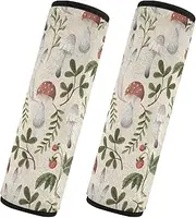 Car Seat Belt Pads 2 Piecing Soft Car Safety Seat Belt Strap Shoulder Pad Backpack Shoulder Strap Pad Cover Car Accessories for Adults Child Kids M Autumn Mushrooms Berries Plant