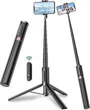 TONEOF 67" Cell Phone Selfie Stick Tripod, All-in-1 with Wireless Remote, Portable, Lightweight, Extendable Phone Tripod for iPhone/Android (Black)