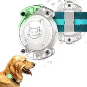 Aircawin IPX8 Waterproof Airtag Dog Collar Holder Case Clear,Durable Airtag Holder Case Glow-in-The-Dark,Full Protective Anti-Chew Anti-Scratch Hard PC Dog&Cat Collars Mount Airtag Case-Clear Glow