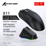 Attack Shark X11 Wireless Mouse,Tri-Mode Connection 2.4GHz/Wired/Bluetooth PAW33