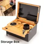 Wooden Storage Chest with Movable Tray Wood Locking Stash Box Rolling Tray