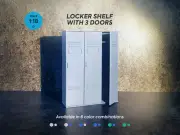 Locker shelf with 3 doors. Scale 1:18. Garage model furniture. Diorama parts