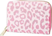 [ROSEUS] Women's Small Wallet, Pink and White Leopard Print, Mini Card Wallet, Y2K 90's Fashion Style