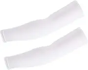 Breathable Elbow Sleeve Sports Arm Cover Elbow Protector Pads Stretchy Arm Sleeves for Cycling Running Yoga White M