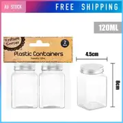 2/12 PCS Clear Plastic Square Storage Container Screw Jars Lid Condiment Kitchen