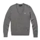 Polo Ralph Lauren 經典V領刺繡小馬棉質針織毛衣(女)-灰綠色
