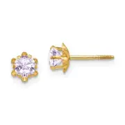 Madi K Kid's Earrings 14k Yellow Gold 4 mm Synthetic Jun Screwback