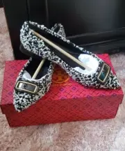Tory Burch GEORGIA POINTED TOE FLAT Black White Size 8.5 (New in Box) $358